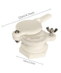 Front view of white plastic honey gate valve with threaded barrel for easy food-grade honey bottling and secure installation.