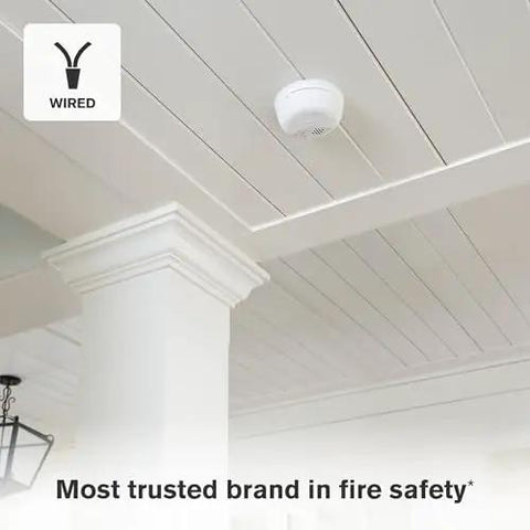Ceiling-mounted Combination Smoke And Carbon Monoxide Alarm With Interconnect, Hardwired Detector With Battery Backup