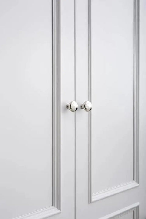 Ten Pack Polished Nickel Cabinet Knobs for Dresser Drawers and Cabinets Oval Drawer Knobs One And A Quarter Inch Zinc Hardware Smooth Finish