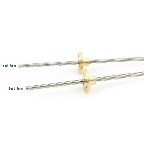 Stainless Steel Trapezoidal Lead Screw 300mm With Brass Nut Pitch 1mm Lead 1mm or 2mm For DIY Home Improvement Linear Guides High Precision Easy Install, lead 2mm and 1mm versions