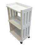 Rolling Storage Cart With Wheels, Slim 3 Tier Narrow Mobile Shelving Unit, Space Saver For Kitchen And Bathroom, White