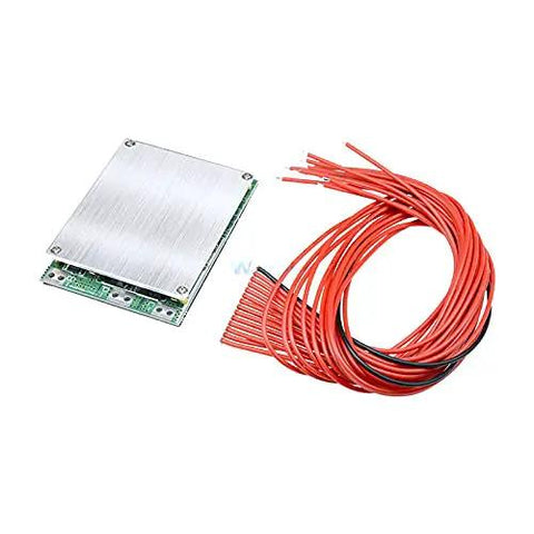 Top Shelf 48V 35A 13S BMS Balance Board For 18650 Lithium Battery Pack with wiring, compact silver circuit module sized for E-bike use.