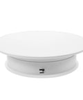 Upgrade Your Store With This Electric Jewelry Rotating Display Stand Featuring 360 Degree Turntable Movement And Two Speed Settings For Automatic Product Showcase On Any Retail Countertop, white round base