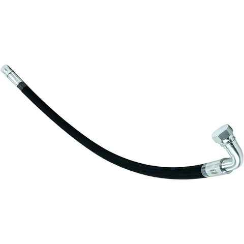 Upgrade Your Workshop With This Rock Solid Replacement Hose For Screw Air Compressor Heavy Duty Pneumatic Tubing Built Tough No Sweat Install Straight Shooter 22063648, black hose with metal fittings, curved design.