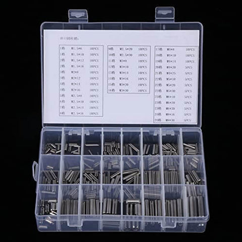 Pro Grade Stainless Steel Roll Pin Kit, 280 Pieces, M1.5 to M8 Slotted Spring Pins in Durable Box for Automotive Repairs
