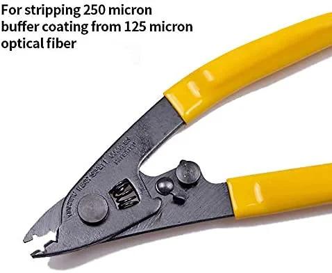 Fiber optic stripping pliers with yellow handles and diagonal cutting jaw