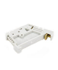 50 Pack EW 35mm DIN Rail Terminal Block End Stopper Mounting Clips, white metal and plastic, 3mm screw thread, side view