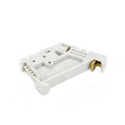 50 Pack EW 35mm DIN Rail Terminal Block End Stopper Mounting Clips, white metal and plastic, 3mm screw thread, side view