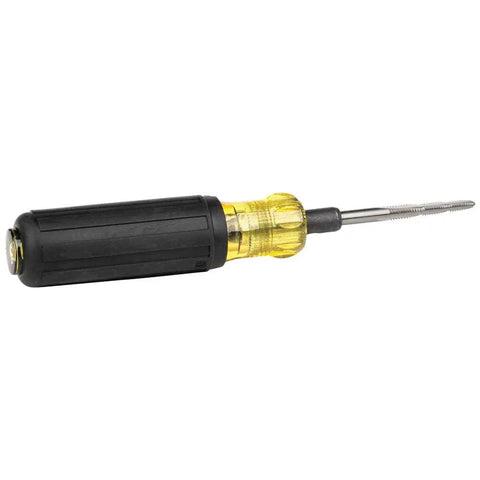 6 In 1 Tapping Tool From Klein Tools With Cushion Grip For Repairing And Cleaning Threads, visible with black handle and metal bit