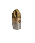 Heavy Duty Pro Grade High Pressure Rotating Roots Cutting Nozzle For Sewer Drain Cleaning, Stainless Steel Drill Head With M22 Connection, 15 LPM Flow, Multi Directional Water Outlets Cleans Entire Pipe Walls, front view