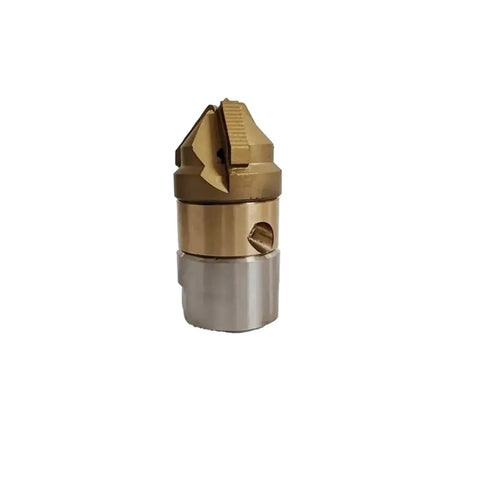 Heavy Duty Pro Grade High Pressure Rotating Roots Cutting Nozzle For Sewer Drain Cleaning, Stainless Steel Drill Head With M22 Connection, 15 LPM Flow, Multi Directional Water Outlets Cleans Entire Pipe Walls, front view