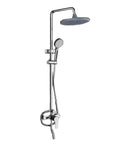 Top Shelf Alloy Bathroom Faucet System With High Pressure Booster Spray And Multi Function Hand Sprayer mounted on wall, sleek design.