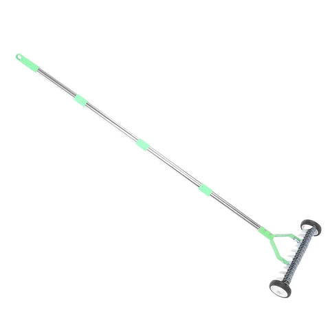 15 Inch Roller Dethatcher Rake With Ergonomic Handle For Lawn Aeration And Thatch Removal Carbon Steel Tool For Deep Soil Loosening Without Damaging Roots