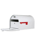 Locking Post Mount Mailbox To Lock Down Your Mail, Large White Finish With Concealed Locking Compartment, open front view