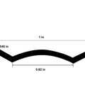 1 in black vinyl trim molding screw cover for RV/boat/camper trailer; curved profile, 0.62 in base width, 0.045 in thick