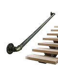 Heavy Duty Badass Wrought Iron Pipe Stair Handrail For Indoor Outdoor Use Rock Solid Wall Mount Banister For Decks Porches And Basements With Durable Bronze Finish on wooden stairs