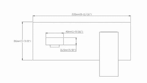 Technical diagram of Wall Mount Vessel Sink Faucet In Chrome Solid Brass Finish With Rough In Valve Included Easy Diy Install Premium Quality Bathroom Spout For Modern Homes Rustic Chic Look showing dimensions and layout.