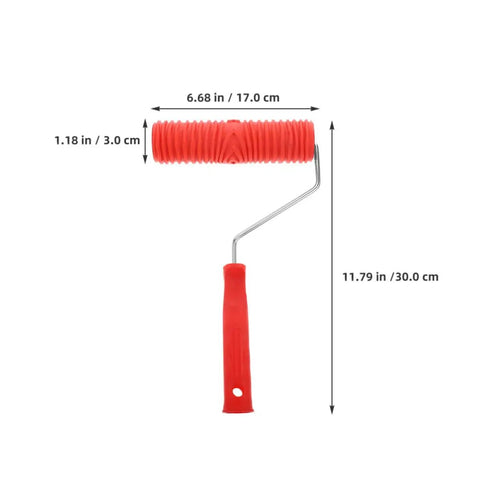 Knockout 2 Piece Wood Grain Texture Paint Roller Pair Featuring Rock Solid Grip Handle For Quick Drywall Mud Work and Real Deal Fake Timber Finish Results That Truly Stand Out, red textured roller, 7 inch size