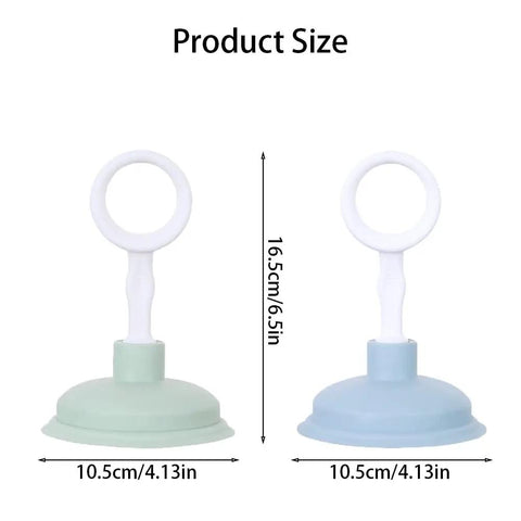 Compact Handheld Drain Plunger Kit For Kitchens And Bathrooms, Mini Clog Remover Tool, green and blue with size dimensions