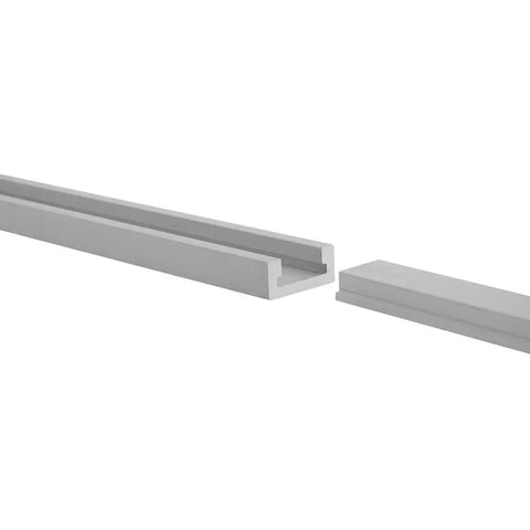 32 Inch Anodized Aluminum T Slot Track For Rock Solid Woodworking Jigs And Fixtures, showing detailed rail structure.