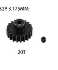 Beefy 3.175mm Pinion Gear Set 20T 32P 0.8 Module Steel Teeth For 1/10 RC Crawler Trucks with screw visible