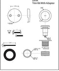 D93K trim kit with adapter dimensions for Top Tier Universal Bathtub Drain Plug Set Featuring Slick Polished Brass Finish Includes Two Piece Faceplate And Adapter For Quick No Drama Tub Fixes And Straight Shot 50 Pack Bulk Buys.