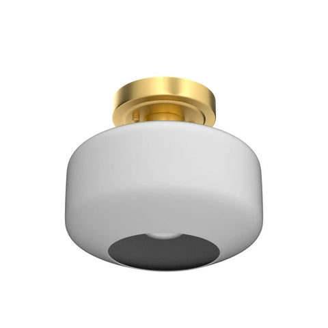 Modern White Semi Flush Mount Ceiling Light With Gold Finish For Hallways, Opal Milk Glass Shade, Farmhouse Style Ceiling
