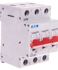 Heavy Duty Three Pole Circuit Breaker Featuring Snappy Ten Amp Response And Trusted C Curve Protection For Everyday Home Panels with red switches.