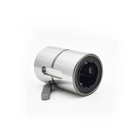 Ball Spline Nut LBS 15 LBS15UU for precision linear motion, shown at an angle, highlighting compact design and sturdy construction.