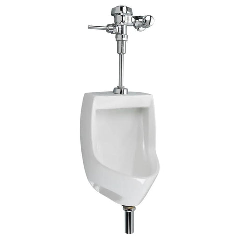 Universal Washout Top Spud Urinal With 0.125 To 1.0 GPF High Efficiency Flush, White Finish, shown with top spud connection and inlet