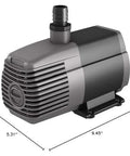 Front view of Hydrofarm AAPW1000 submersible water pump, 1000 GPH, 92W, black plastic housing.