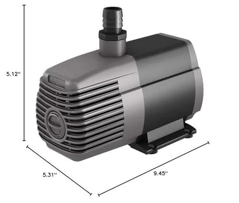 Front view of Hydrofarm AAPW1000 submersible water pump, 1000 GPH, 92W, black plastic housing.