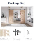 Image of Rock Solid Double Barn Door System With Full Hardware Kit showing double 30 barn doors and 10 ft track kit in a modern room