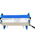 Front view of 24 Inch Box Pan Brake for 20 Gauge Sheet Metal, bench top bender with 9 inch working height and five removable fingers.