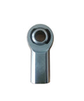 M8 male rod end machined from chromoly steel, showcasing spherical bearing for custom rigs, top view perspective.