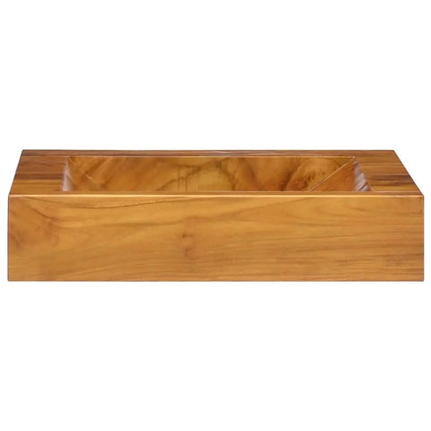 Zexlorith Teak Wood Basin, Vessel Sink for Bathroom, 19.7x13.8x3.9 inch, side view showcasing smooth wooden surface.