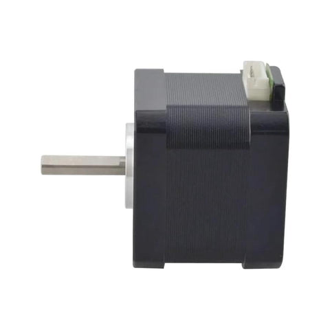 JOYNANO Nema 17 stepper motor, black aluminum body, silver shaft, top white 4-pin connector