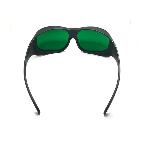 Top Tier Laser Safety Glasses With Knockout Od4 Plus And Od6 Plus Defense For 800 To 1700 Nm And 900 To 1550 Nm Nd Yag Telecom Eye Protection back view with green lenses