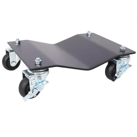 Two Piece Beefy Heavy Duty Car Dolly Set With 5000 Lbs Total Capacity Steel Wheel Dollies With 360 Degree Swivel Casters And Brakes For Garage Trucks SUVs Trailers And Motorcycles, steel dolly wheel close-up