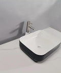 Bathroom Sink Modern Simple Black Appearance Above Counter Basin Ceramic Wash Basin Apartment Home Bathroom Ceramic Above Counter Basin Bathroom Sink Vessel on marble countertop