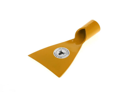 Knockout Pro Grade Bark Spud Real Deal Slick Ergonomic Grip yard tool with yellow steel blade for tough garden work.