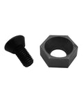 Hexagonal Side Fixed Fixture for CNC Machining Centers, Beefy Small Precision Clamping Block, Multi Station OK Fixture, Pro Grade Hardened 45 Steel, M6 Thread, 16mm Wide by 5.5mm High, Centered Hole, Edge Clearance, 10 Pack, black screw and fixture