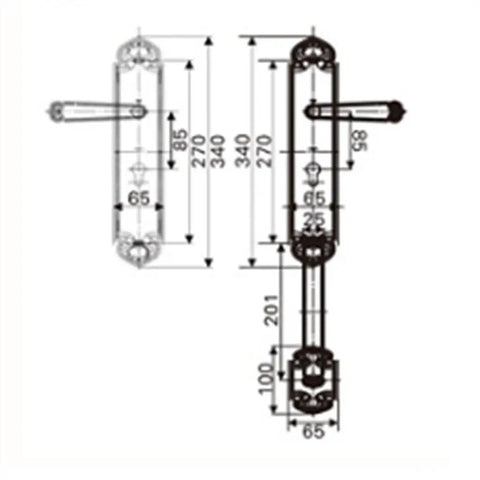 Heavy Duty Brass Entry Door Latch With Comfort Grip Handle And Smooth Operator Bolt Lock detailed dimensions and layout design.