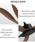 Details of Heavy Duty Industrial Ceiling Fan Without Light 116 Cm 142 Cm 6 Speed Remote Control, showing blades and carbon steel shell.