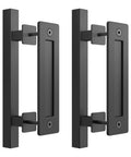 2 Pack 12 Inch Barn Door Handles With No Gap Flat Plate Design Heavy Duty Square Matte Black Sliding Barn Door Pull Handles Easy To Install Upgrade Back Plate Welded For Seamless Fit