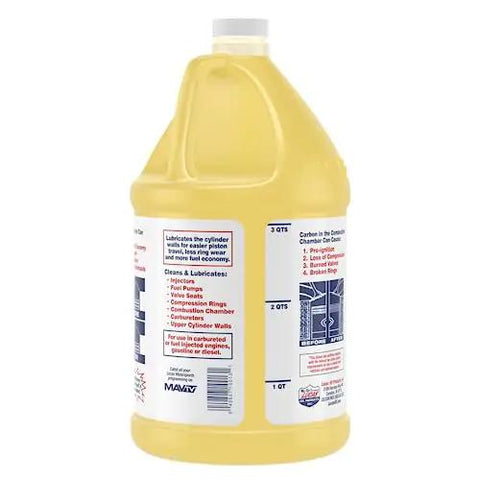 Side view of Fuel Treatment 1 Gallon Gasoline and Diesel Additive Improves MPG Cleans Injectors Boosts Power Reduces Emissions bottle