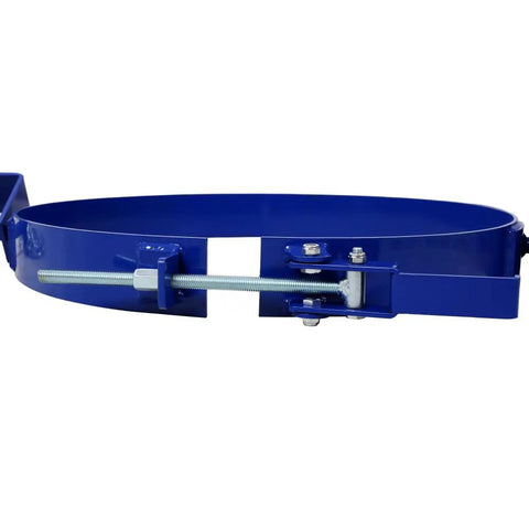 Heavy Duty 55 Gallon Drum Lifter Ring With Pivoting Fork Pockets, Painted Carbon Steel Design, side view showing construction details.