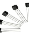 Forty Pieces Linear Hall Effect Sensors A3144 OH3144 44E AH3144E TO92 Three Pin Switch showing five sensor modules with clear pins.