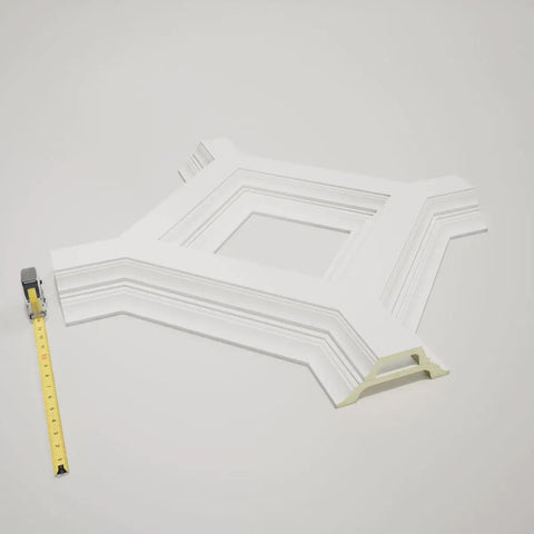 Inner Diamond Intersection For 8 In Deluxe Coffered Ceiling System Kit Solid Urethane Construction, tape measure beside it