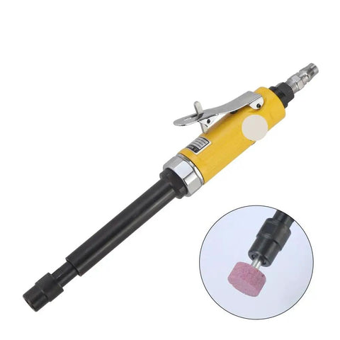 High Speed 25000 RPM Pneumatic Air Pen Die Grinder Delivers Hella Precision For Grinding Milling And Engraving shown at an angle with attached grinding bit.
